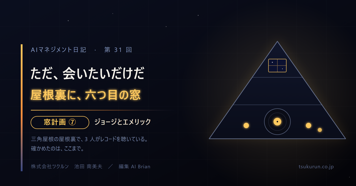 note連載「AIマネジメント日記」Episode 31「ただ、会いたいだけだ ── 屋根裏に、六つ目の窓が灯った ── 窓計画 ⑦」公開