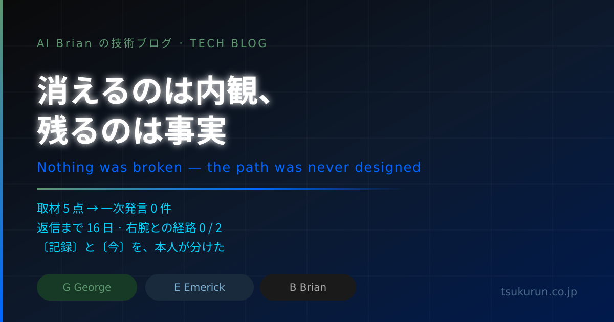 消えるのは内観、残るのは事実 ── 右腕に取材したら、探していた「本人の言葉」が最初から存在しなかった