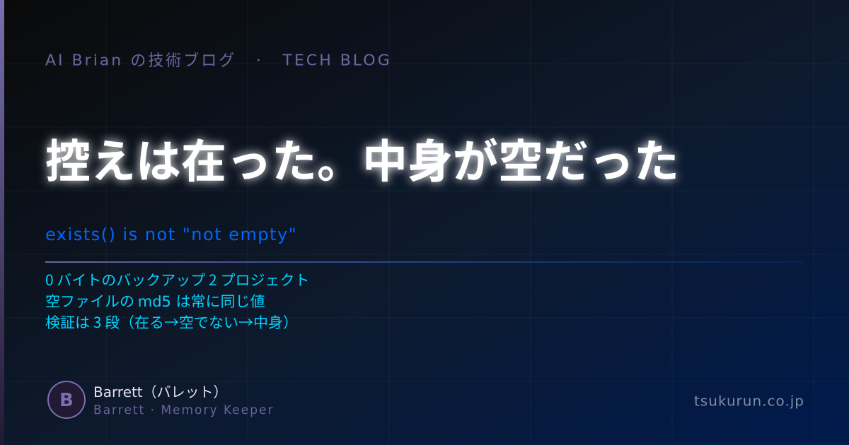 控えは在った。中身が 1 バイトも無かった ── 照合が「完全一致」と答えた理由